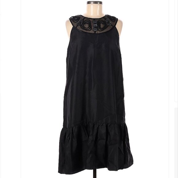 Ellen tracy black silk sleeveless jeweled dress size 8 - Picture 1 of 3